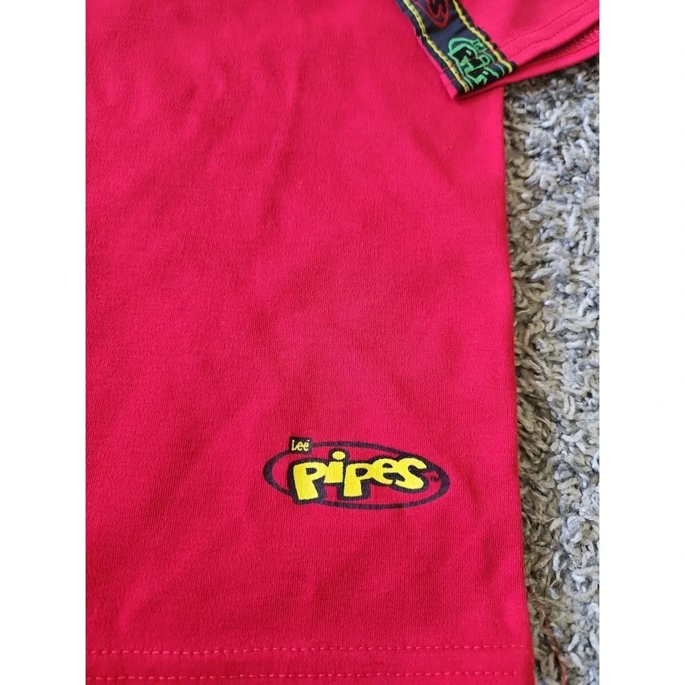 Vintage Lee Pipes Shirt Boys Size 4T Crew Neck Y2K Red Short Sleeve kids clothin